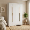 Ver imagem 1 de Guarda-Roupa Solteiro Bari 4 Portas 2 Gavetas 100% MDF Off White/Nevaska