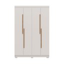 Ver imagem 2 de Guarda-Roupa Solteiro Bari 4 Portas 2 Gavetas 100% MDF Off White/Nevaska