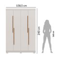 Ver imagem 3 de Guarda-Roupa Solteiro Bari 4 Portas 2 Gavetas 100% MDF Off White/Nevaska
