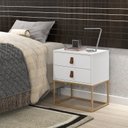 Ver imagem 1 de Conjunto 2 Mesa de Cabeceira Estilo Industrial com Puxadores de Couro