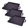 Kit 3 Bifeteira de Ferro Lisa Quadrada Alça Ferro 30x30cm - 1