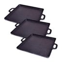 Ver imagem 1 de Kit 3 Bifeteira de Ferro Lisa Quadrada Alça Ferro 30x30cm