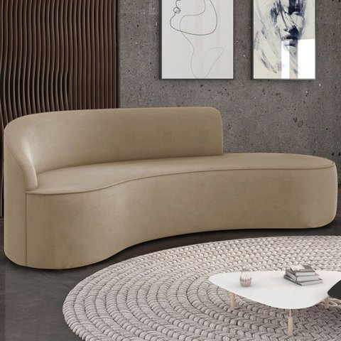 Sofá 4 Lugares para Sala 220cm Orgânico Wendi Suede Marrom Rt I01 - Mpozenato