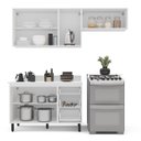 Ver imagem 6 de Cozinha 3 Peças Balcão 3 Gavetas 2 Portas Aéreo e Basculante com Tampo Meena Bege/Branco/Creme