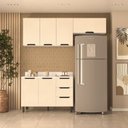 Ver imagem 1 de Cozinha 3 Peças Balcão 3 Gavetas 2 Portas Aéreo e Basculante com Tampo Meena Bege/Branco/Creme