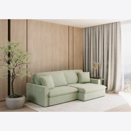 Sofá Cama Bélgica Retrátil e Reclinável 2,30m em Linho Columbia Premium Verde Militar - Home Mobily - 2