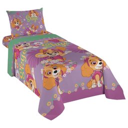 Jogo de Cama Infantil Lepper Patrulha Canina Menina Solteiro 3 Peças Microfibra Lilás - 1
