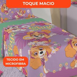Jogo de Cama Infantil Lepper Patrulha Canina Menina Solteiro 3 Peças Microfibra Lilás - 4