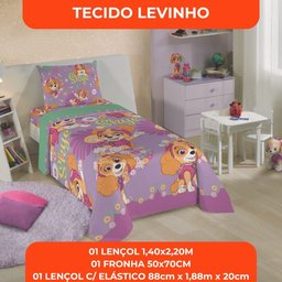 Jogo de Cama Infantil Lepper Patrulha Canina Menina Solteiro 3 Peças Microfibra Lilás - 8