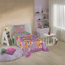 Jogo de Cama Infantil Lepper Patrulha Canina Menina Solteiro 3 Peças Microfibra Lilás - 2