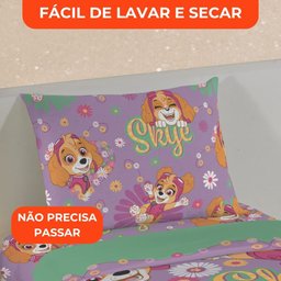 Jogo de Cama Infantil Lepper Patrulha Canina Menina Solteiro 3 Peças Microfibra Lilás - 6