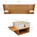 Ver imagem 4 de Cabeceira King Ripada Quarto Manila 2 Mesas e Led Nature/perola