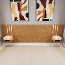 Ver imagem 3 de Cabeceira King Ripada Quarto Manila 2 Mesas e Led Nature/perola