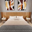 Ver imagem 2 de Cabeceira King Ripada Quarto Manila 2 Mesas e Led Nature/perola