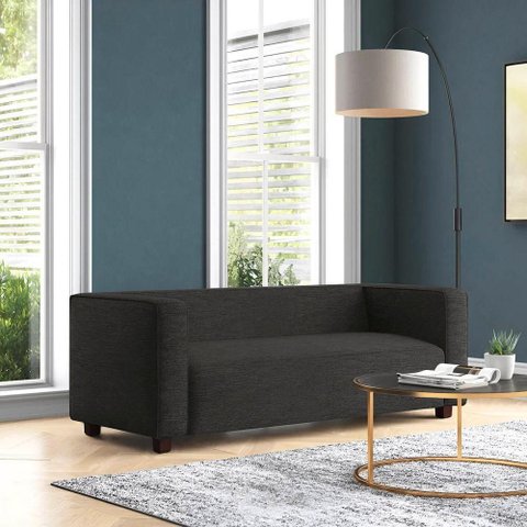 Sofá Namoradeira Amsterdam 1,40m Veludo Preto - Inova Decorações