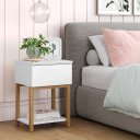 Ver imagem 2 de Mesa de Cabeceira Multifuncional Allure 100% MDF com Gaveta e Prateleira:Branco