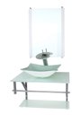 Ver imagem 1 de GABINETE DE VIDRO PARA BANHEIRO 60CM AC CUBA RETANGULAR BRANCO FULL COM TORNEIRA CASCATA