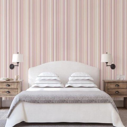 Papel de Parede Kids Listrados Rosa Pastel