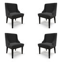Ver imagem 1 de Kit 4 Cadeiras Decorativas Sala de Jantar Base Fixa de Madeira Firenze Veludo Preto G19 - Gran Belo