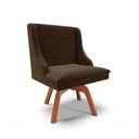 Ver imagem 1 de Cadeira Suede Marrom Giratória De Madeira