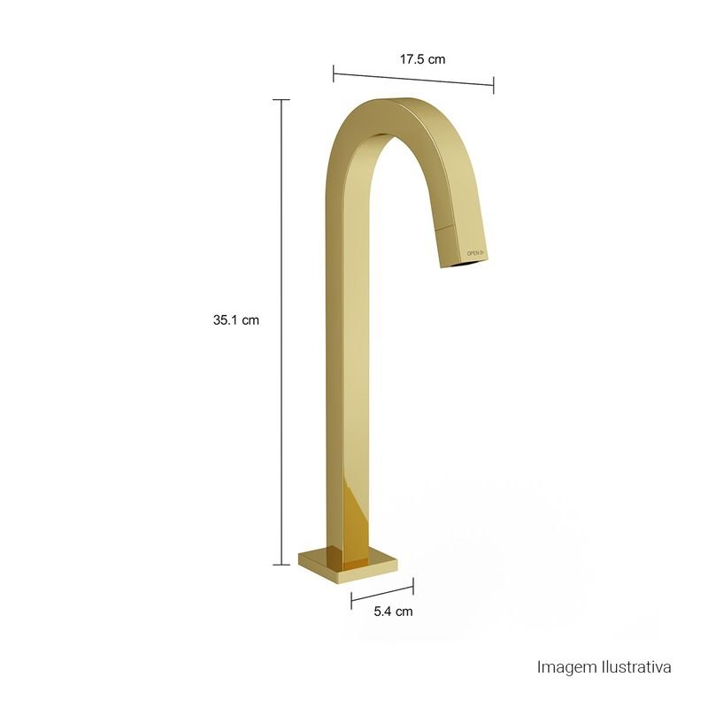 1198.GL.TUB  Torneira De Mesa Bica Alta Para Lavatório Tube Gold - 2