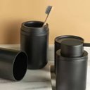 Ver imagem 6 de Porta Algodão Bold Pote Organizador de Cotonete 7,8cm Preto Plástico Banheiro Penteadeira ou