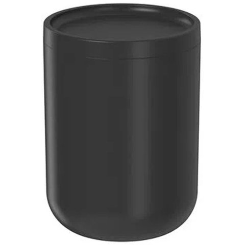 Porta Algodão Bold Pote Organizador de Cotonete 7,8cm Preto Plástico Banheiro Penteadeira ou