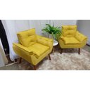 Ver imagem 2 de Kit 02 Poltrona Decorativa Opala Suede Amarelo-pandora Decor