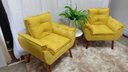 Ver imagem 2 de Kit 02 Poltrona Decorativa Opala Suede Amarelo-pandora Decor
