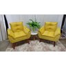 Kit 02 Poltrona Decorativa Opala Suede Amarelo-pandora Decor - 1