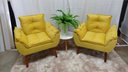 Ver imagem 1 de Kit 02 Poltrona Decorativa Opala Suede Amarelo-pandora Decor