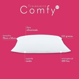 Travesseiro Comfy Suporte Médio 01 Peça - Branco - 2