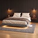 Ver mais imagens de Cama Box Queen Osaka Flutuante Estilo Japonesa 158x198 Base Estofada Bouclê Cinza - Desk Design