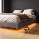 Ver imagem 5 de Cama Box Queen Osaka Flutuante Estilo Japonesa 158x198 Base Estofada Bouclê Cinza - Desk Design