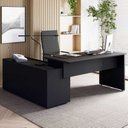 Ver imagem 1 de Mesa L Diretor X com Armário Caixa de Tomadas e 3 Gavetas 200cm Tampo Cavado para Escritório Corpora