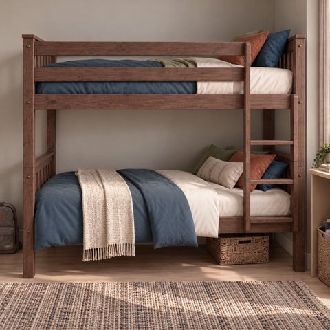 Beliche Solteiro 100% Madeira Maciça Pinus Infantil Adulto:Walnut