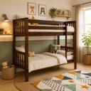 Ver imagem 2 de Beliche Solteiro 100% Madeira Maciça Pinus Infantil Adulto:Walnut