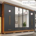Ver imagem 2 de Quarto Modulado 100% MDF 4 Peças 8 Portas 4 Gavetas com Espelhos Smart Plus Bege/Cinamomo/Chumbo