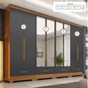 Ver imagem 2 de Quarto Modulado 100% MDF 4 Peças 8 Portas 4 Gavetas com Espelhos Smart Plus Bege/Cinamomo/Chumbo