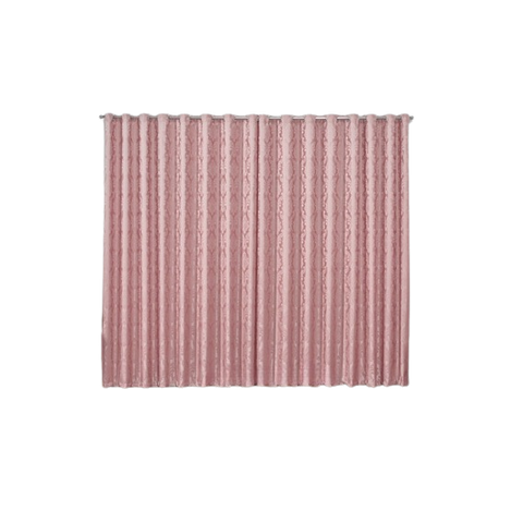 Cortina Jacquard 8,00x2,50 Para Varão Simples:Rosê/Rosa