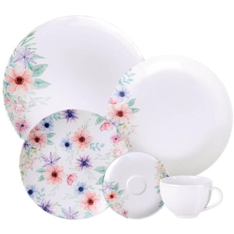 Aparelho de Jantar 20 Peças Tramontina Floratta em Porcelana