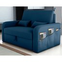 Ver imagem 1 de Sofá Cama Mística 2 Lugares 140cm Azul Veludo com Baú Matrix