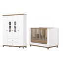 Ver imagem 3 de Conjunto Quarto de Bebê Berço Mini cama 2 em 1 com Canto Arredondados + Guarda-Roupa com Frente em MDF Branco Jequitibá HP Aconchego