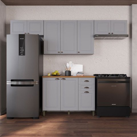 Cozinha Completa Bariloche 10 Portas 2 Gavetas com Tampo 100% MDF Titânio Fosco - Indekes