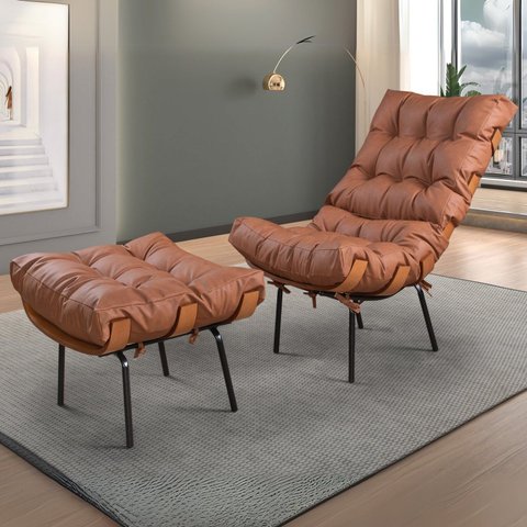 Poltrona para Sala de Estar com Puff Costela