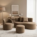 Ver imagem 1 de Conjunto 01 Poltrona + Sofá e 1 Puff Curvo Orgânico Nature Gaia Boucle Cappuccino - Montanaris Decor