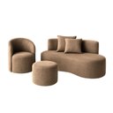 Ver imagem 2 de Conjunto 01 Poltrona + Sofá e 1 Puff Curvo Orgânico Nature Gaia Boucle Cappuccino - Montanaris Decor