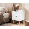 Mesa de Cabeceira Madri com 2 Gavetas - Pés Retrô em Pvc - Branco - 1