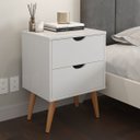 Ver imagem 1 de Mesa de Cabeceira Madri com 2 Gavetas - Pés Retrô em PVC - Branco