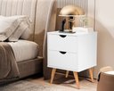 Ver imagem 2 de Mesa de Cabeceira Madri com 2 Gavetas - Pés Retrô em PVC - Branco
